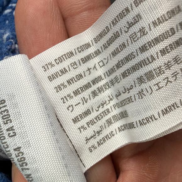 Abercrombie & Fitch Sweater Adult L Blue Fisherman Wool Cable Knit Pullover Crew - Picture 4 of 8